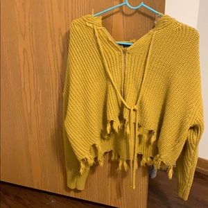 Mustard zip up hoodie small